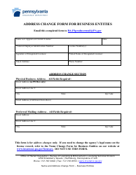 Document preview: Address Change Form for Business Entities - Pennsylvania