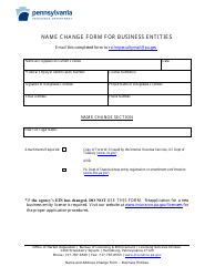 Document preview: Name Change Form for Business Entities - Pennsylvania