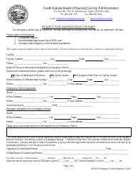Document preview: Request for an Emergency Permit - South Dakota