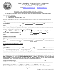 Request for an Emergency Permit Renewal - South Dakota