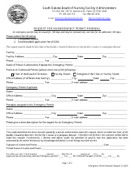 Document preview: Request for an Emergency Permit Renewal - South Dakota
