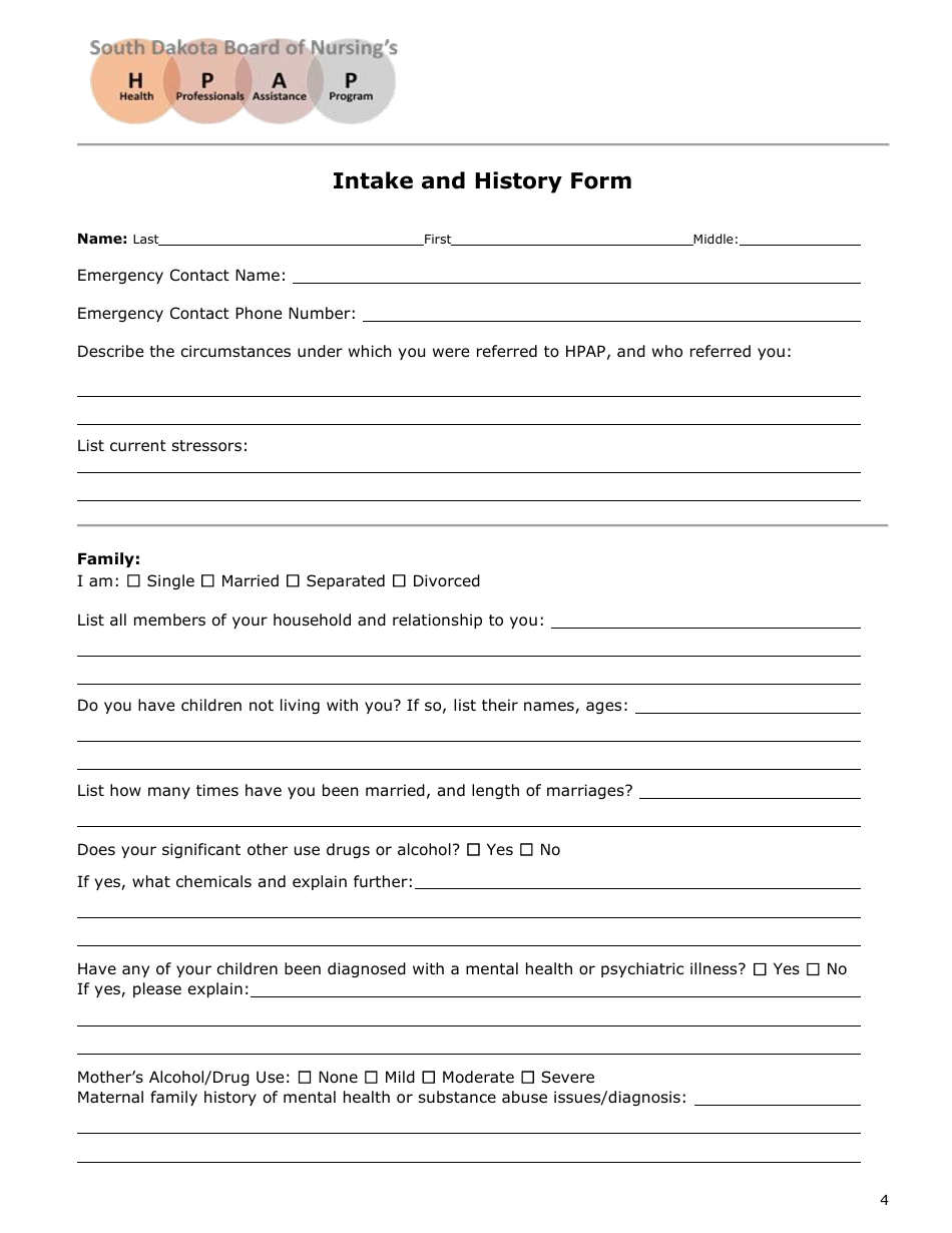 Initial Application - Health Professionals Assistance Program (Hpap) - South Dakota, Page 4