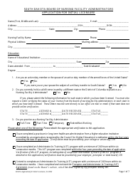 Application for Initial Licensure - Board of Nursing Facility Administrators - South Dakota, Page 2