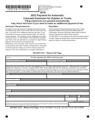 Document preview: Form DR0158-F Payment for Automatic Colorado Extension for Estates or Trusts - Colorado, 2023