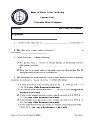 Document preview: Form Superior-85 Petition for Abusive Litigation - Rhode Island