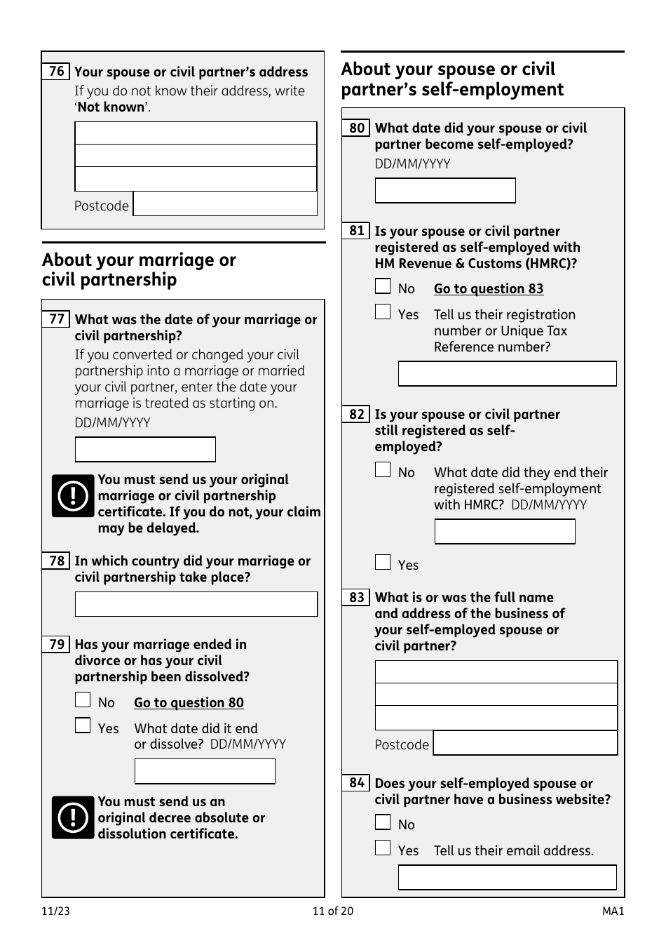 Form MA1 Maternity Allowance - United Kingdom, Page 11