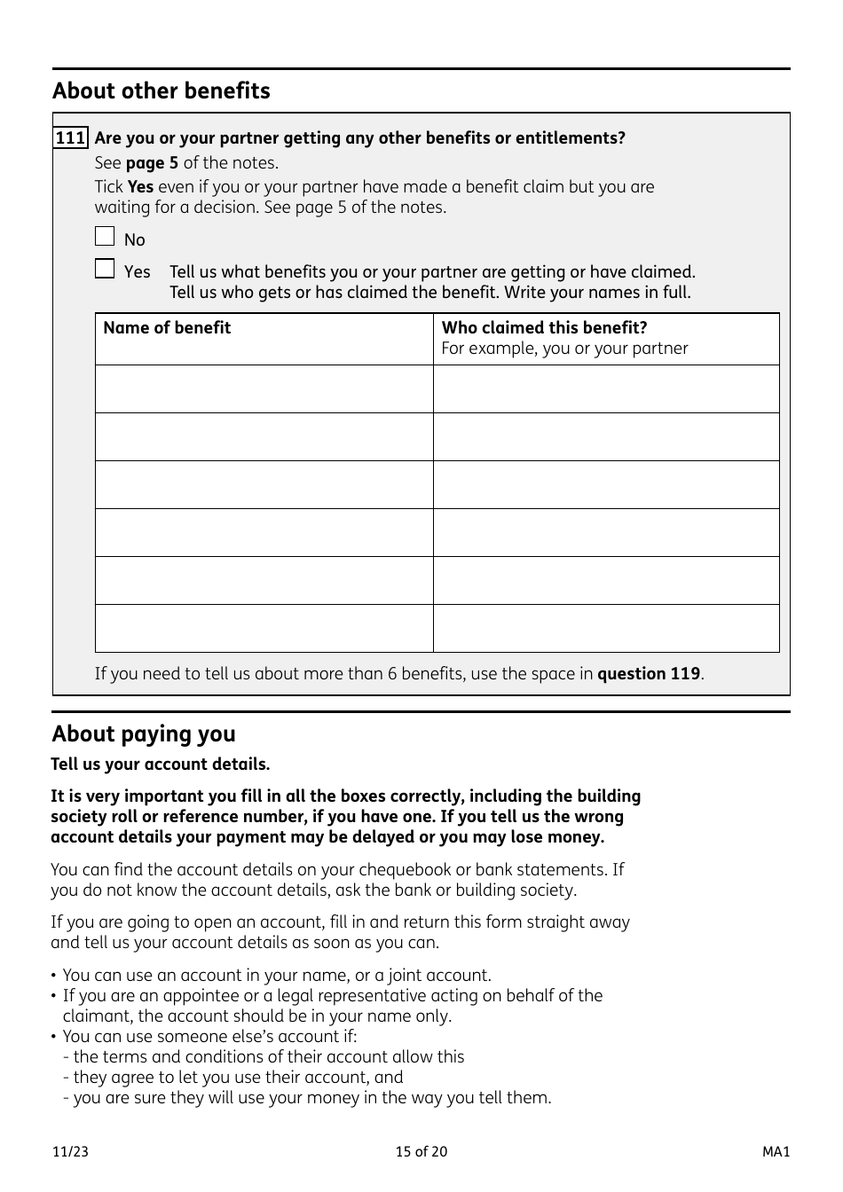 Form MA1 Maternity Allowance - United Kingdom, Page 15