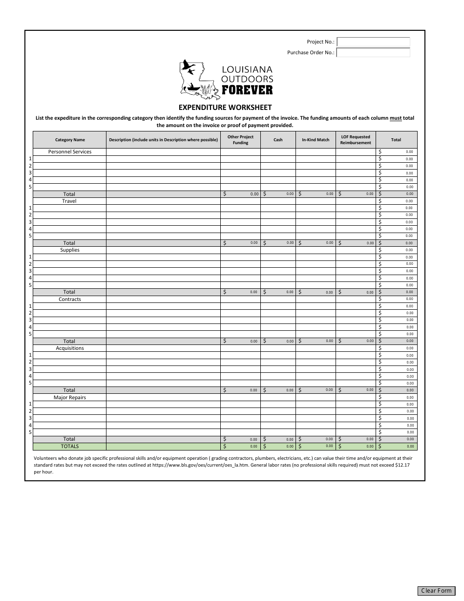 Request for Reimbursement - Louisiana Outdoors Forever - Louisiana, Page 2