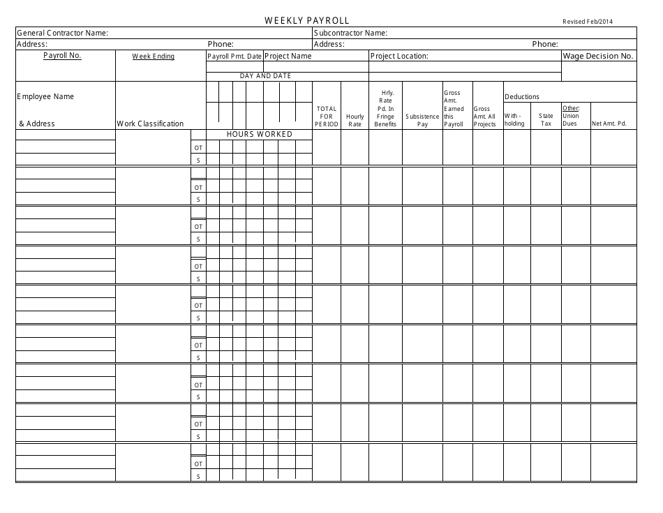 Weekly Payroll - New Mexico, Page 1
