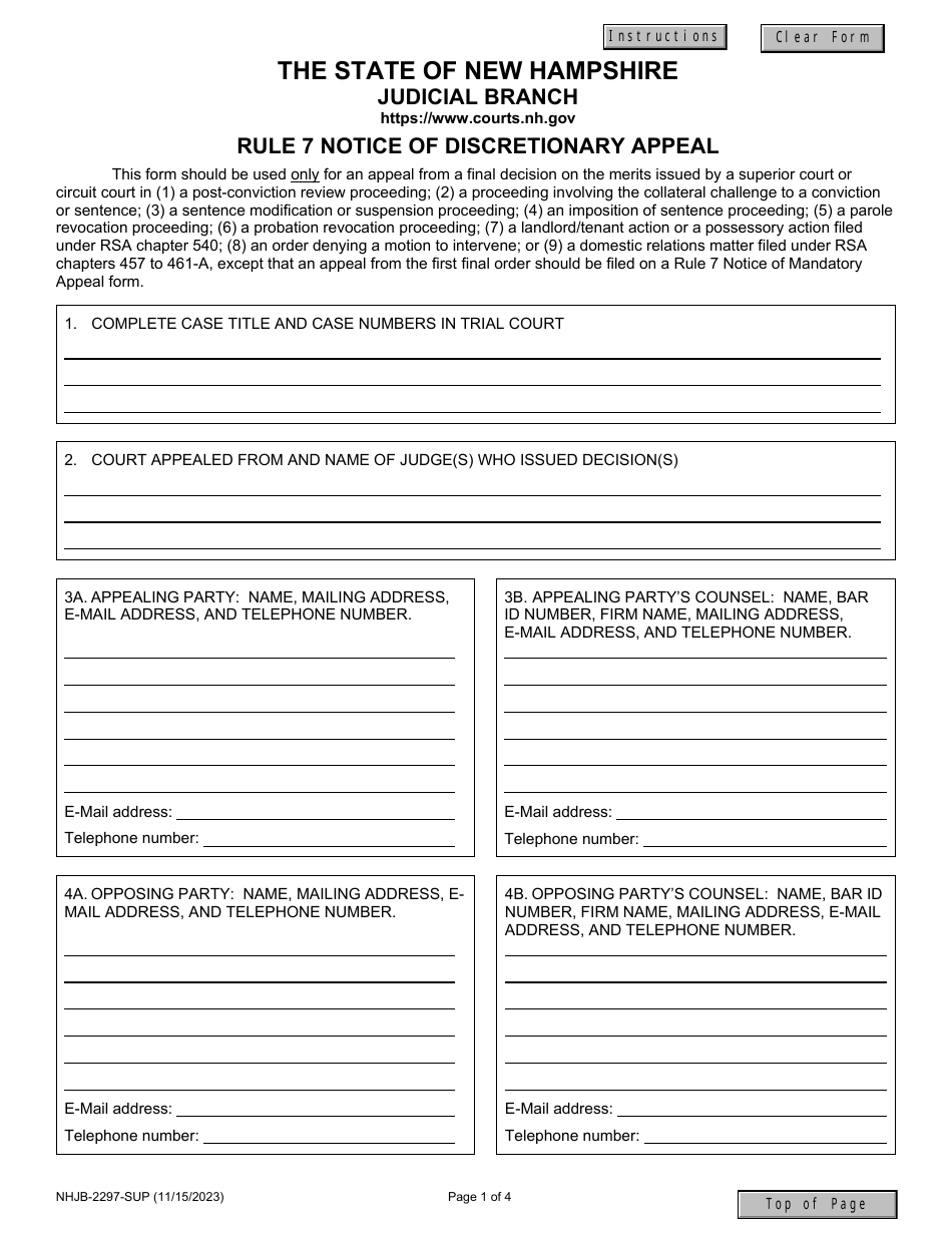 Rule 31 5 Form.pdf Form NHJB-2297-SUP Download Fillable PDF or Fill Online Rule 7 Notice ...