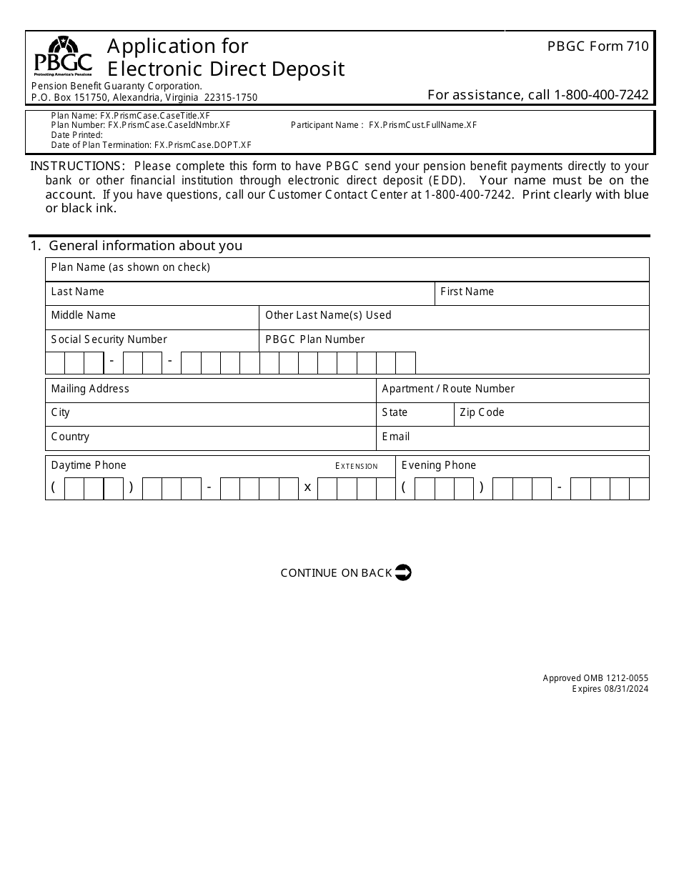 PBGC Form 710 - Fill Out, Sign Online and Download Printable PDF ...