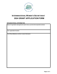 Document preview: Interministerial Women's Secretariat Grant Application Form - Prince Edward Island, Canada, 2024