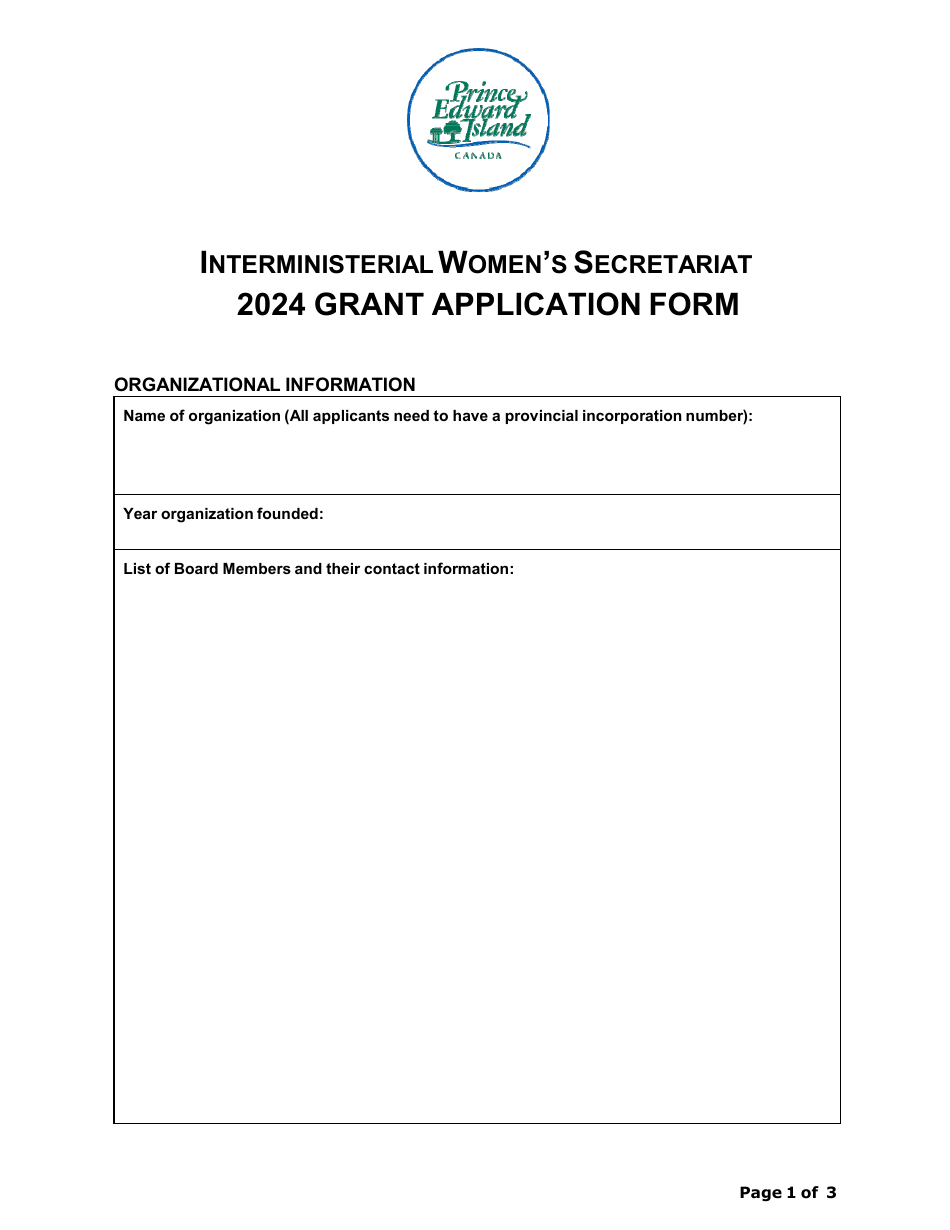 2024 Prince Edward Island Canada Interministerial Women S Secretariat   Interministerial Women S Secretariat Grant Application Form Prince Edward Island Canada Print Big 