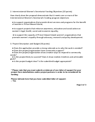 Interministerial Women&#039;s Secretariat Grant Application Form - Prince Edward Island, Canada, Page 3