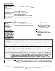 Form FA-4151V Marital Settlement Without Minor Children - Wisconsin (English/Spanish)