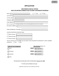 Volunteer Summer Law Student Internship Program Application - Wisconsin