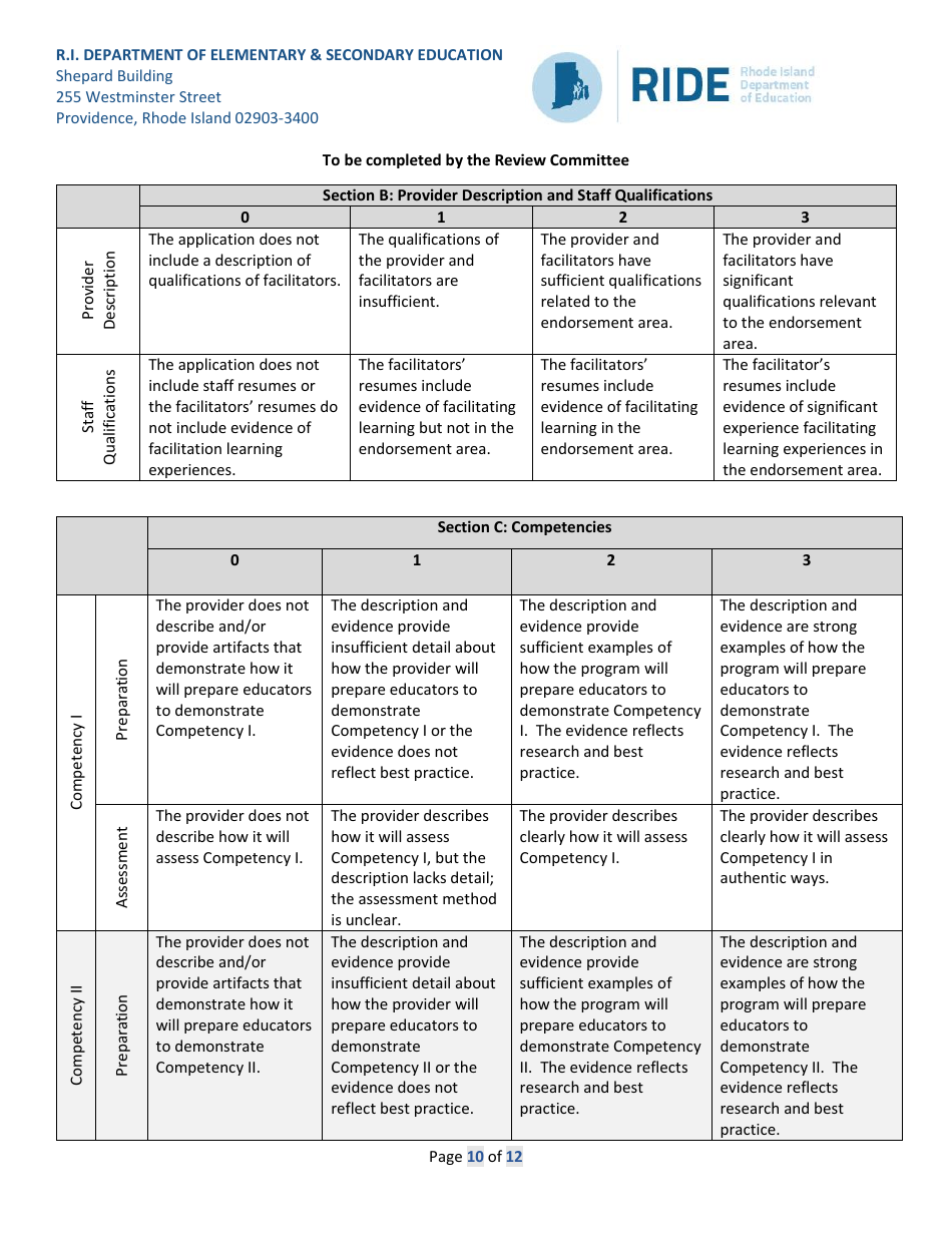 Application for Literacy / Dyslexia Endorsement Providers - Rhode Island, Page 10