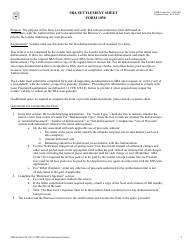 Document preview: SBA Form 1050 SBA Settlement Sheet