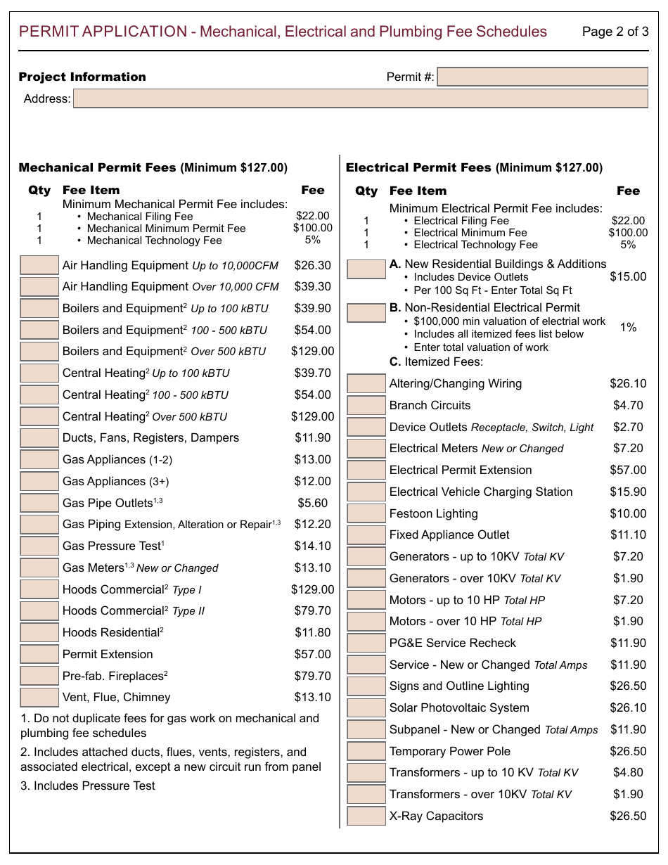Form 100 Permit Application - Building, Electrical, Mechanical, Plumbing - City of Berkeley, California, Page 3
