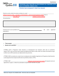 Document preview: Resolution Type Accompagnant Le Depot D'une Demande - Programme D'aide Financiere Au Developpement DES Transports Actifs Dans Les Perimetres Urbains (Tapu) - Quebec, Canada (French)