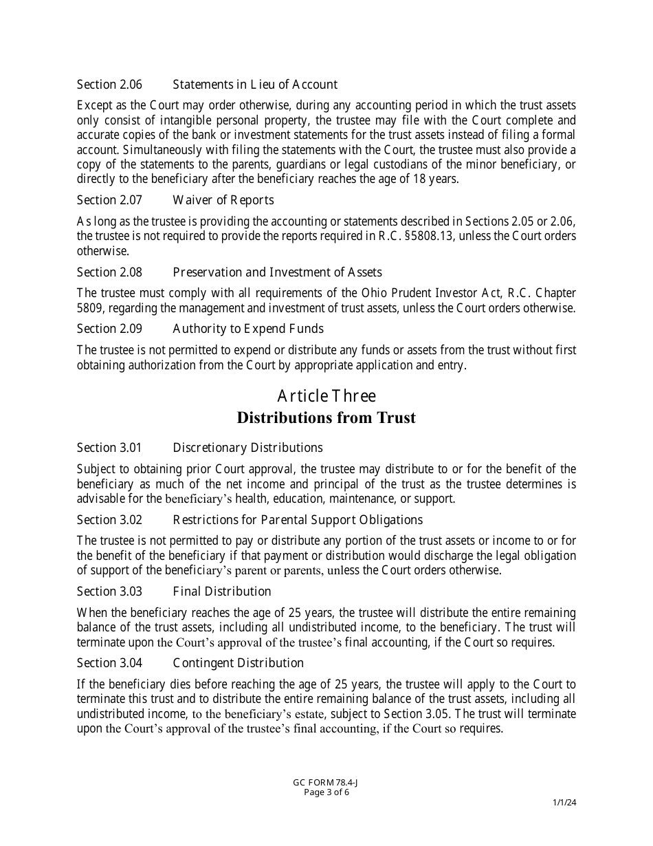 GC Form 78.4-J Trust Agreement - Greene County, Ohio, Page 3