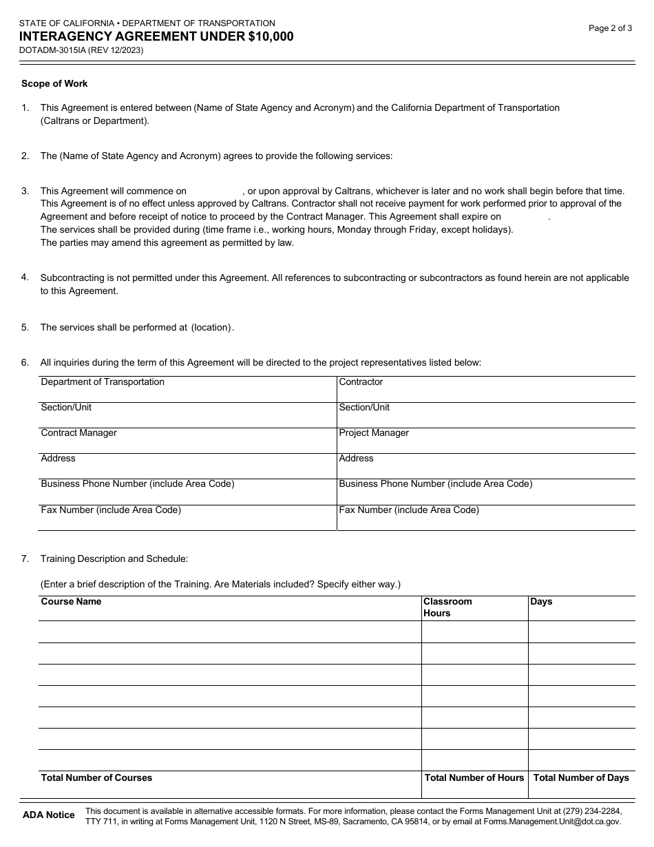 Form DOT ADM-3015IA Download Fillable PDF or Fill Online Interagency ...