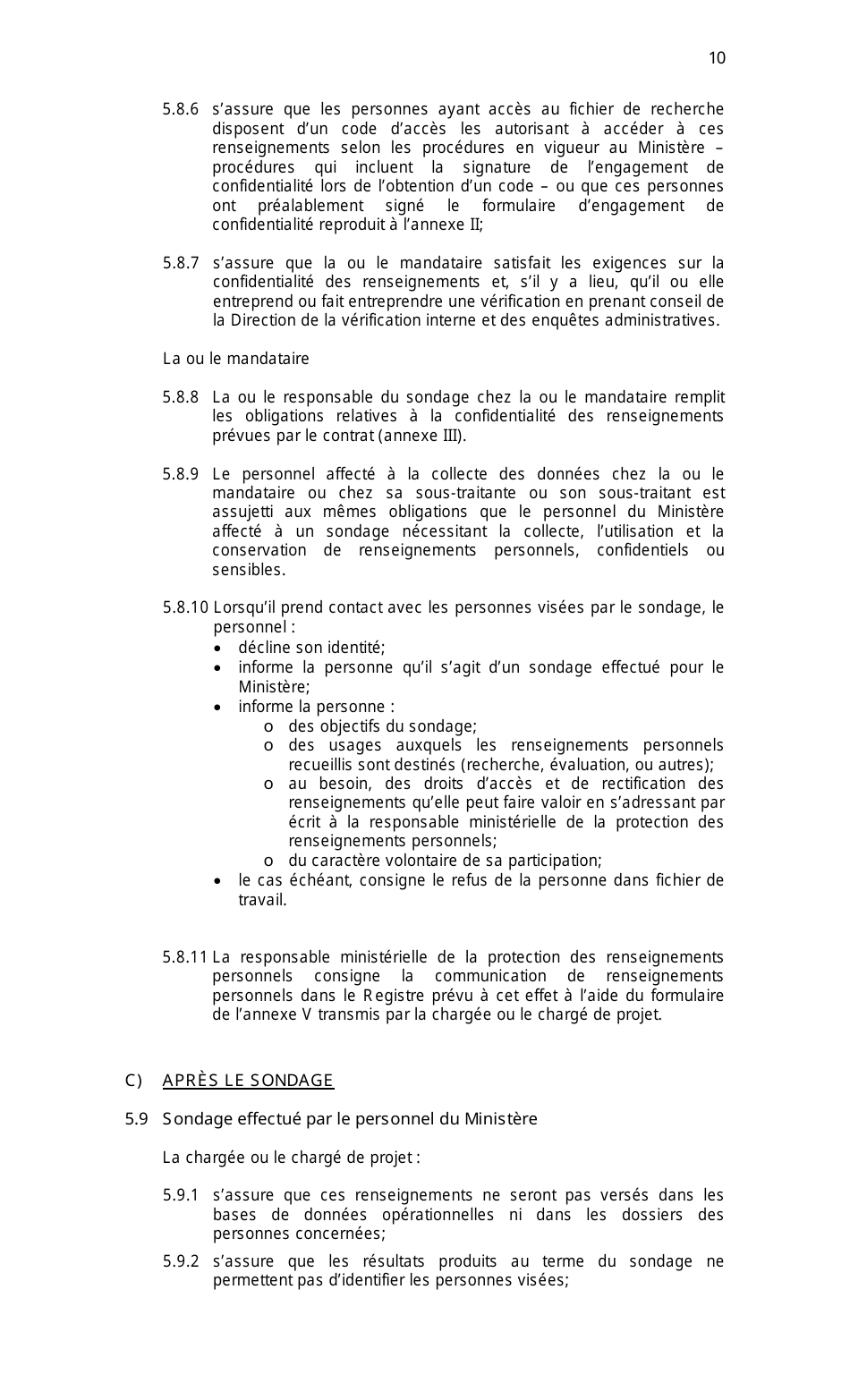 Cadre De Gestion DES Sondages Aupres DES Personnes - Quebec, Canada (French), Page 10