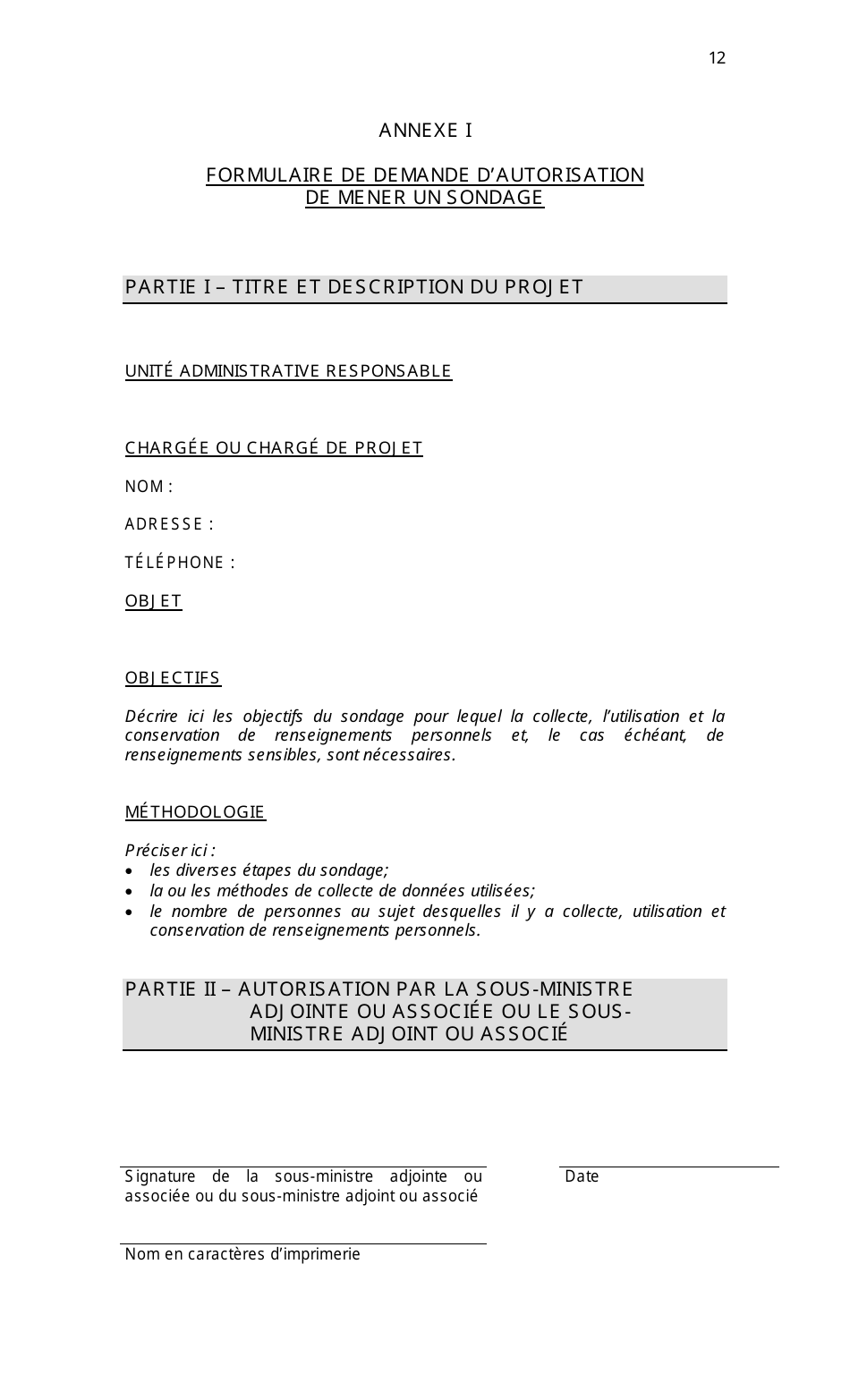 Cadre De Gestion DES Sondages Aupres DES Personnes - Quebec, Canada (French), Page 12