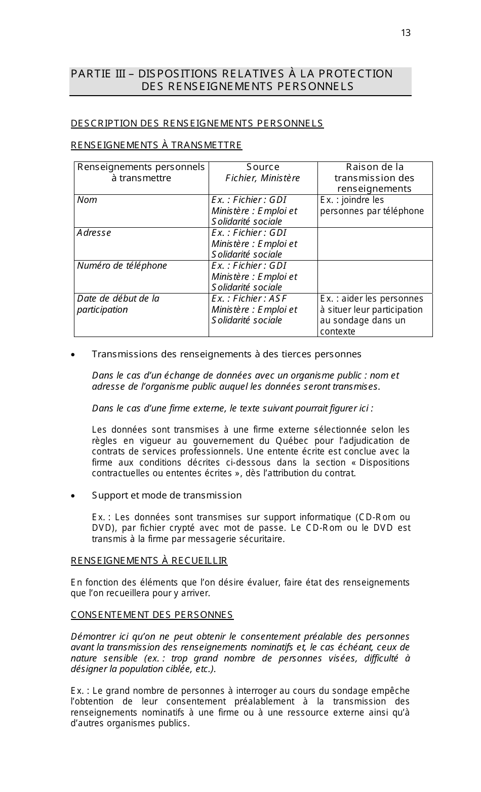 Cadre De Gestion DES Sondages Aupres DES Personnes - Quebec, Canada (French), Page 13