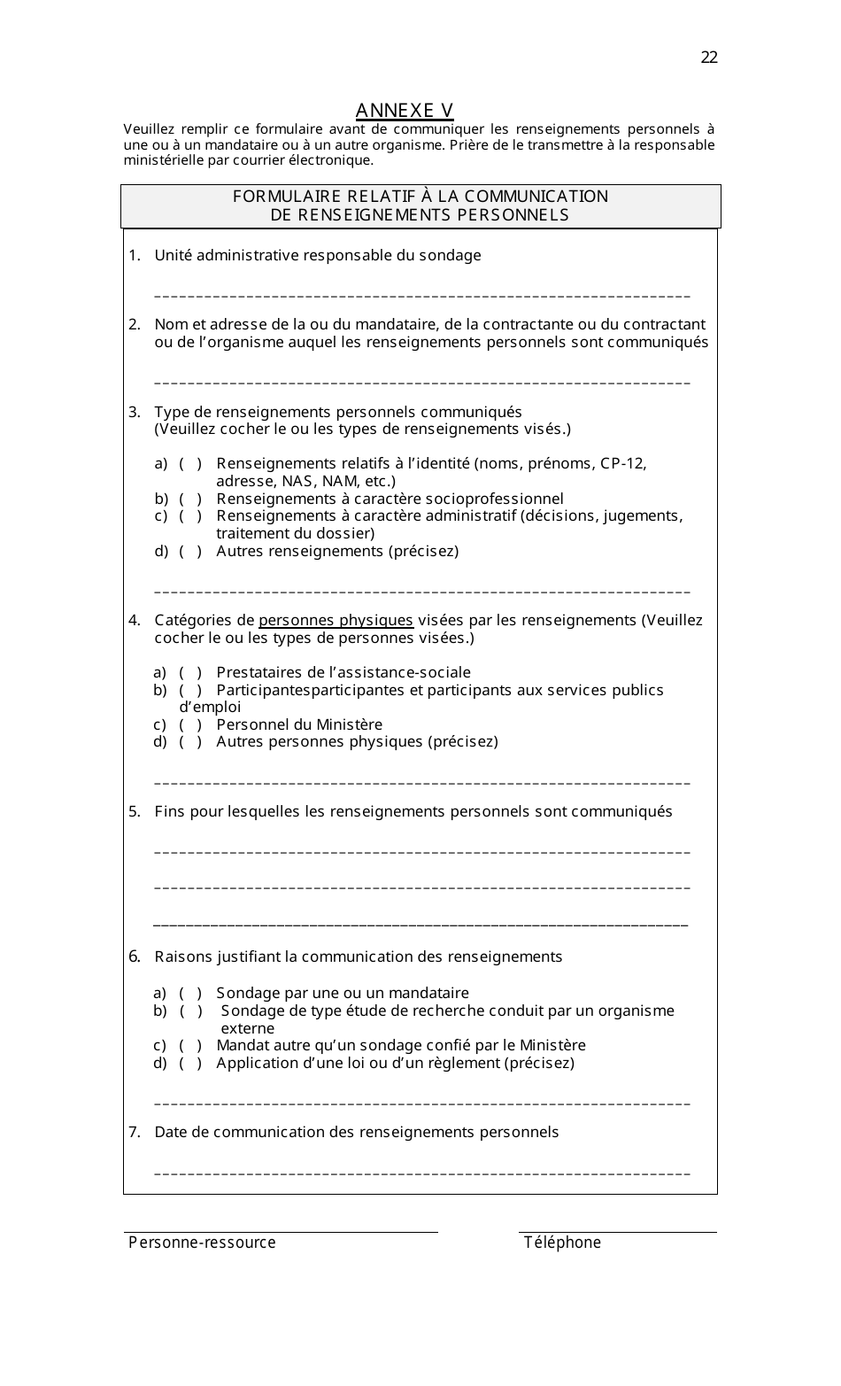 Cadre De Gestion DES Sondages Aupres DES Personnes - Quebec, Canada (French), Page 22