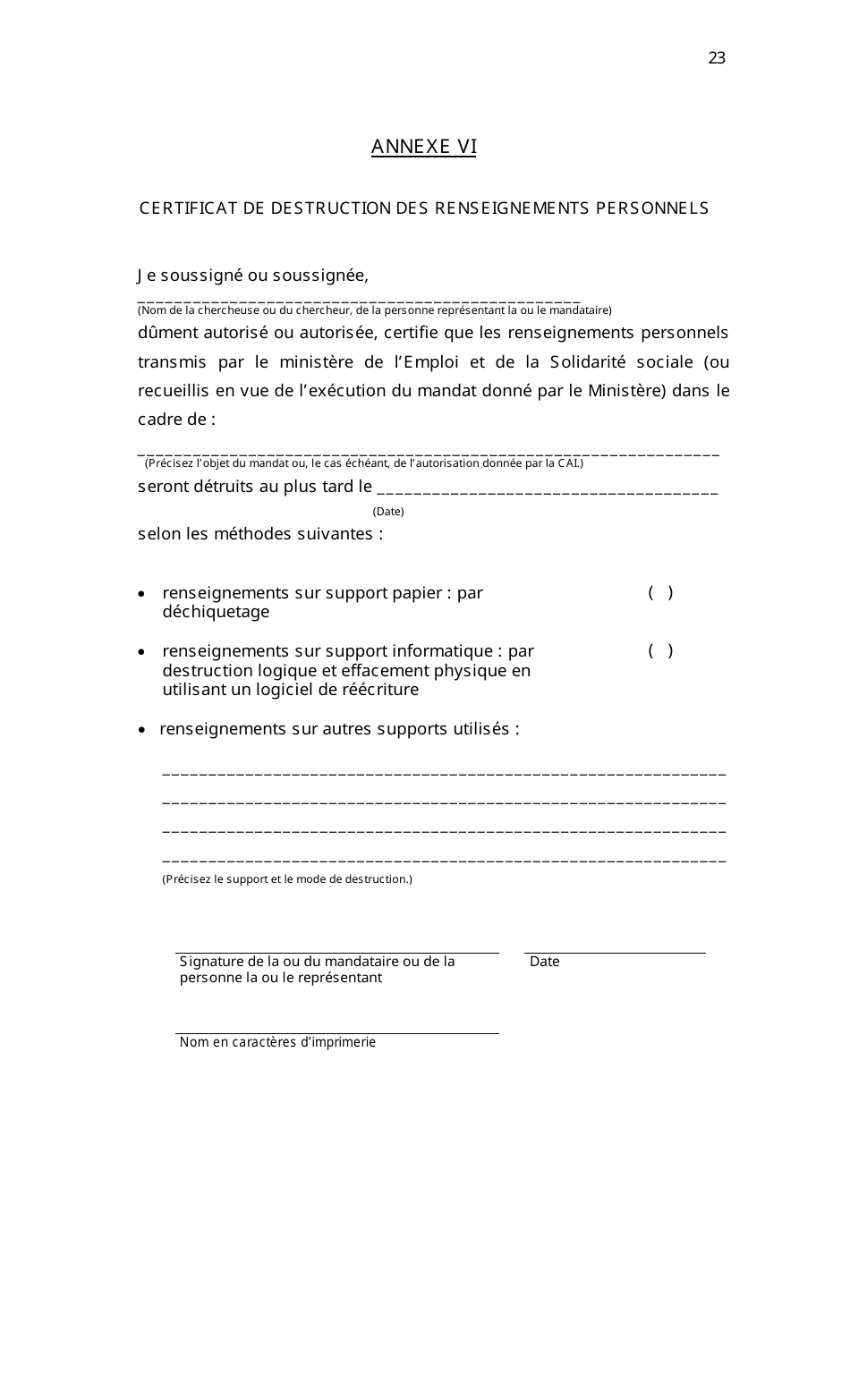Cadre De Gestion DES Sondages Aupres DES Personnes - Quebec, Canada (French), Page 23