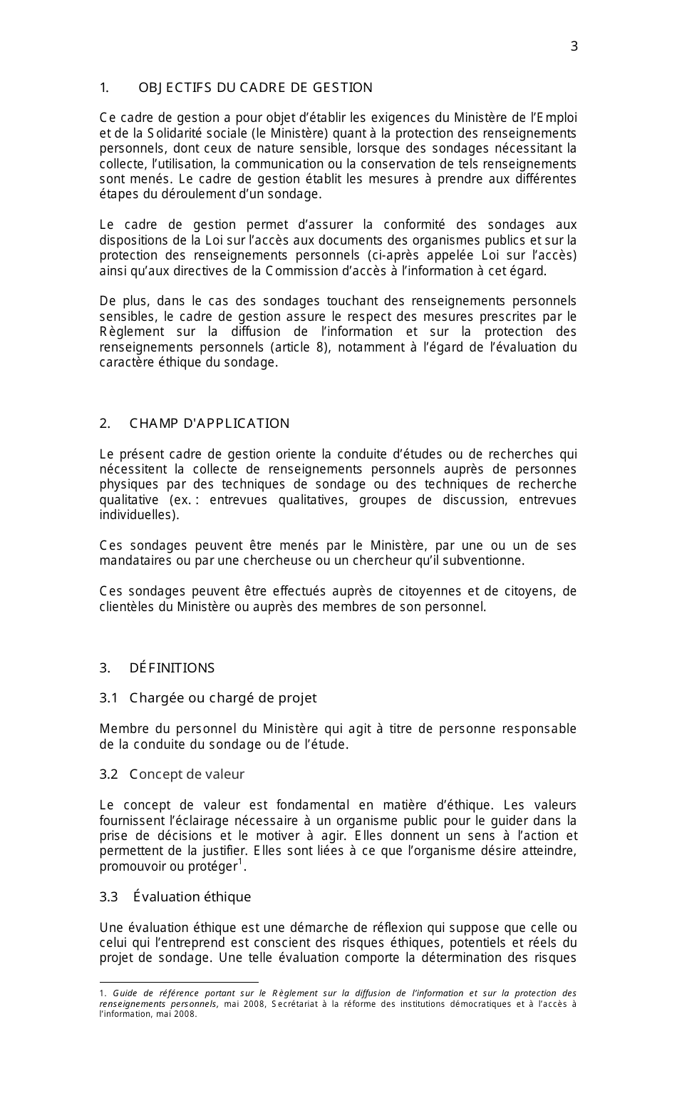 Cadre De Gestion DES Sondages Aupres DES Personnes - Quebec, Canada (French), Page 3