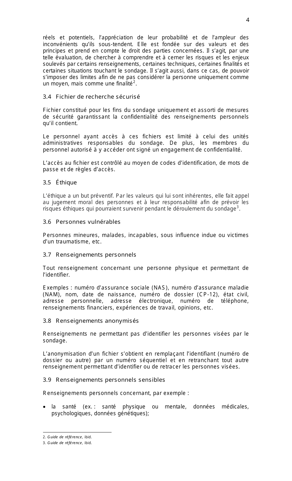 Cadre De Gestion DES Sondages Aupres DES Personnes - Quebec, Canada (French), Page 4