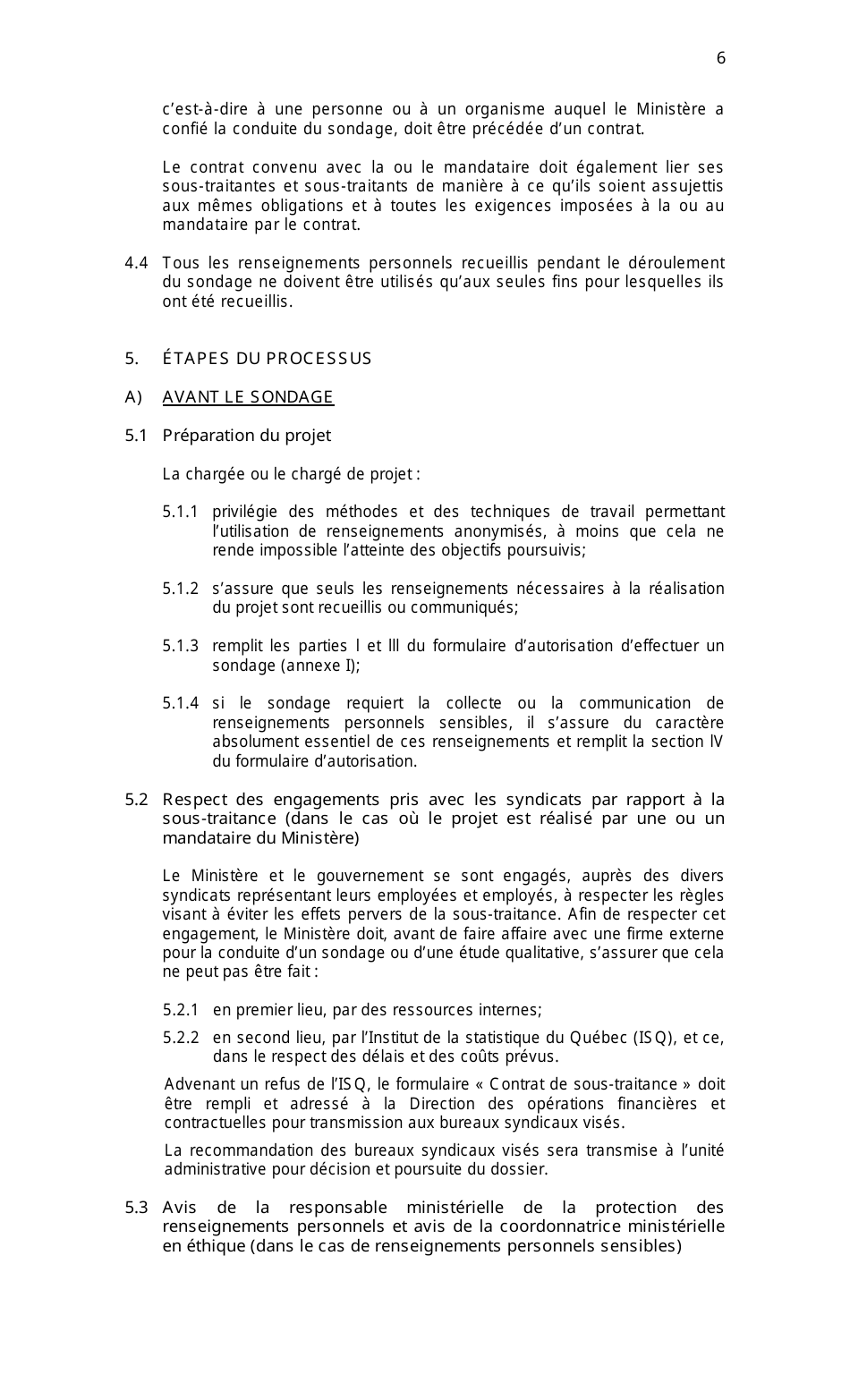 Cadre De Gestion DES Sondages Aupres DES Personnes - Quebec, Canada (French), Page 6