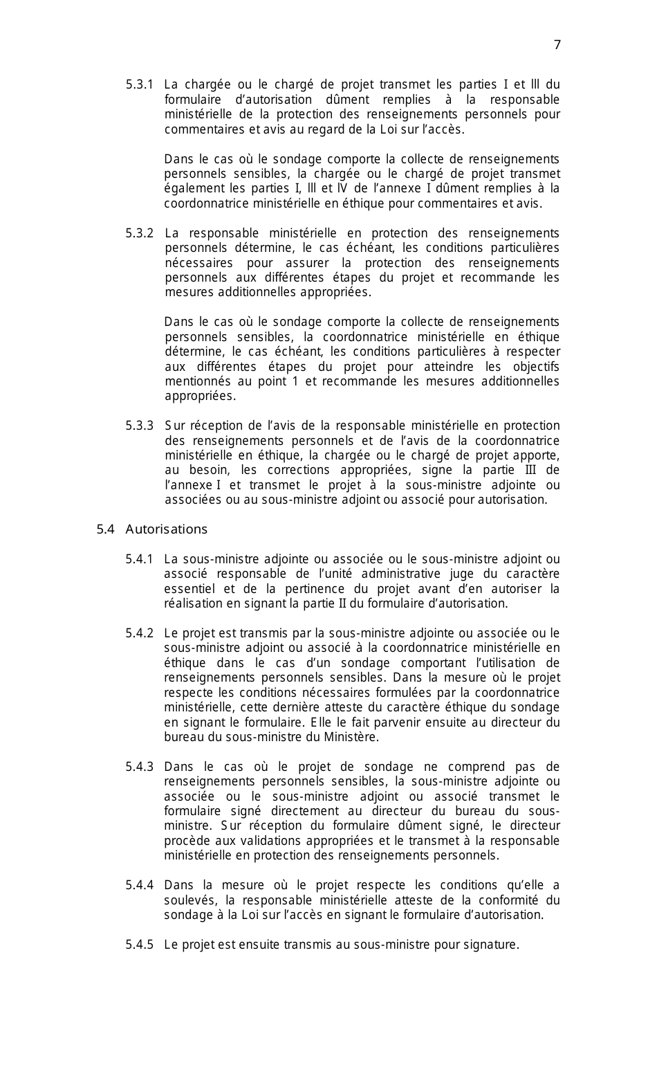 Cadre De Gestion DES Sondages Aupres DES Personnes - Quebec, Canada (French), Page 7