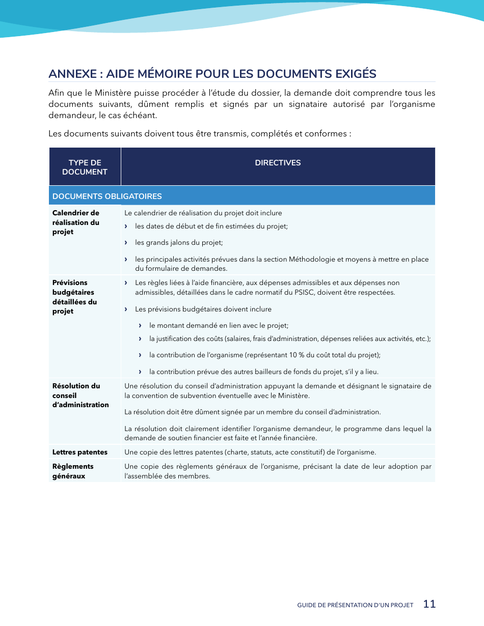 Guide De Presentation Dun Projet - Programme De Soutien Aux Initiatives Sociales Et Communautaires - Quebec, Canada (French), Page 11