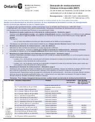 Document preview: Forme 0548F Demande De Remboursement Creance Irrecouvrable (Bdt) - Ontario, Canada (French)