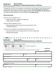 Document preview: Form ID W-4 (EFO00307) Employee's Withholding Allowance Certificate - Idaho, 2024
