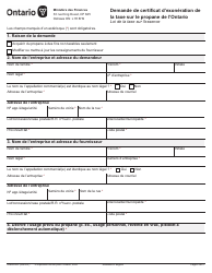 Forme ON00530F Demande De Certificat D&#039;exoneration De La Taxe Sur Le Propane De L&#039;ontario - Ontario, Canada (French), Page 2