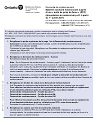 Document preview: Forme 9988F Demande De Remboursement Materiel Auxiliaire Fonctionnant a Partir D'une "unite De Prise De Force" (Pto) (Alimentation Du Materiel De P.d.f. a Partir Du 1er Juillet 2017) - Ontario, Canada (French)