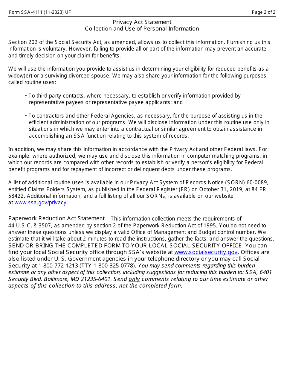 Form SSA 4111 Download Fillable PDF Or Fill Online Certificate Of form-ssa-4111-download-fillable-pdf-or-fill-online-certificate-of