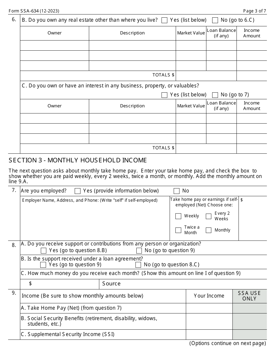 Form SSA-634 Request for Change in Overpayment Recovery Rate, Page 3