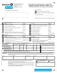 Forme 0546F Demande De Remboursement Usage Exonere De Taxe (Teu) - Ontario, Canada (French), Page 2