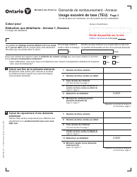 Forme 0546F Demande De Remboursement Usage Exonere De Taxe (Teu) - Ontario, Canada (French), Page 3