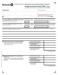 Forme 0546F Demande De Remboursement Usage Exonere De Taxe (Teu) - Ontario, Canada (French), Page 7
