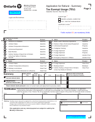 Form 0546E Application for Refund Tax Exempt Usage (Teu) - Ontario, Canada, Page 2