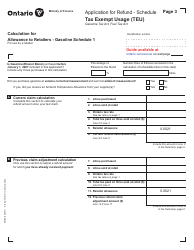 Form 0546E Application for Refund Tax Exempt Usage (Teu) - Ontario, Canada, Page 3
