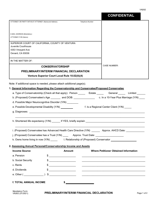 Form VN262  Printable Pdf