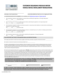 Document preview: Form MV-64 Statement Regarding Previous Motor Vehicle Retail Installment Transactions - Texas