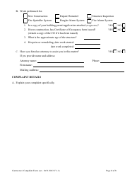 Contractors&#039; Complaint Form - South Carolina, Page 2